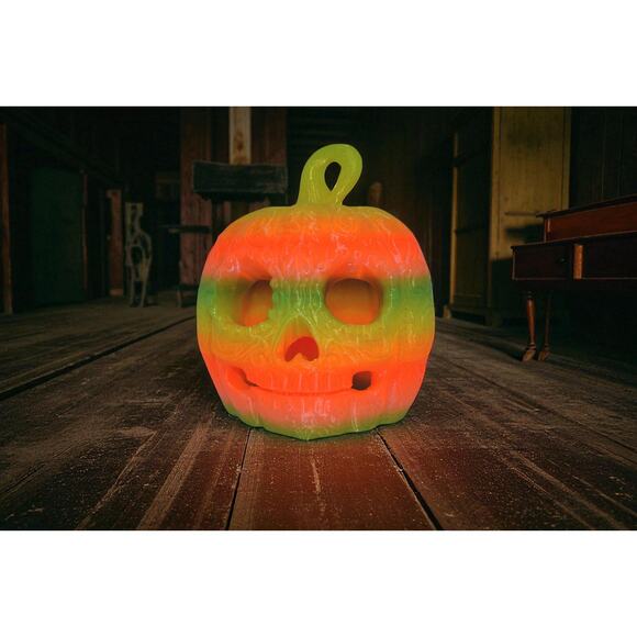 🎃 3D Printed Skull Pumpkin – Neon Glow Halloween Decoration colorful sparkly - Picture 1 of 7